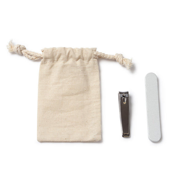 Kit de manicure em bolsa de algodão com cordão