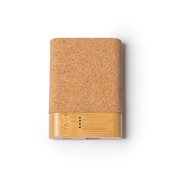 The 5000mAh external battery with cork and bamboo body is an eco-friendly and powerful option to keep your devices charged anytime, anywhere