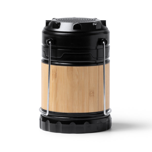 Alto-falante sem fio de 3W com função de lâmpada de 230 lúmens e estrutura principal em bambu