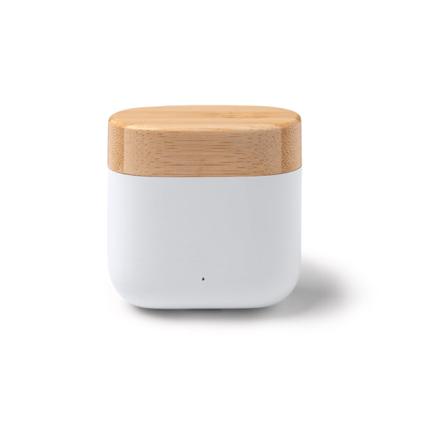 Fones de ouvido sem fio apresentados em ABS reciclado e estojo de bambu