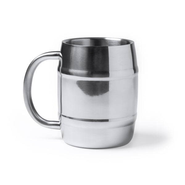 Caneca de cerveja de parede dupla em aço inox 304 com acabamento escovado