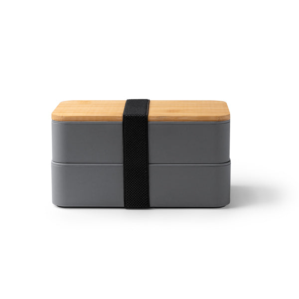 Lancheira em PP com dois compartimentos e tampa em bambu