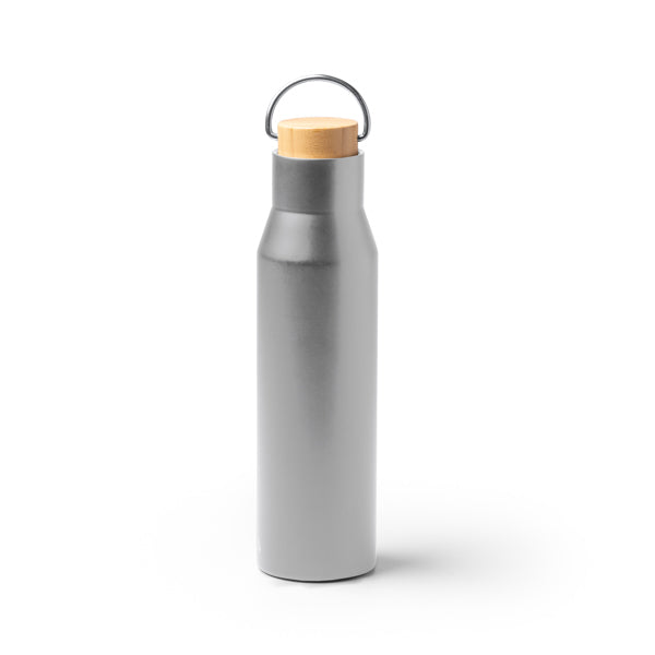 Garrafa térmica de parede dupla em aço inox 304 com tampa de bambu