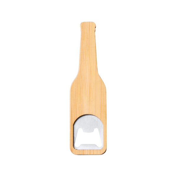 Bamboo and metal bottle opener with magnet