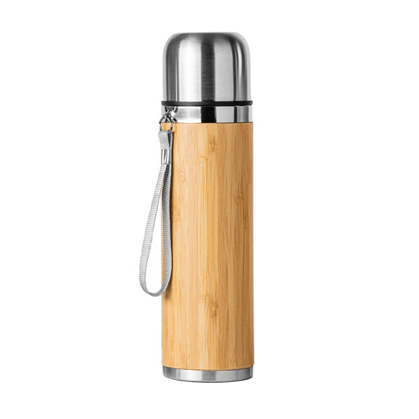 Double wall 304 steel thermos bottle with bamboo