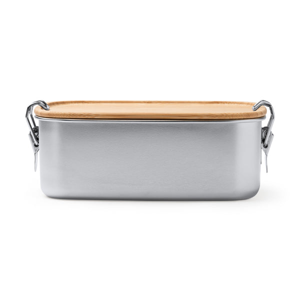 Lancheira em aço inox 304 com tampa em bambu