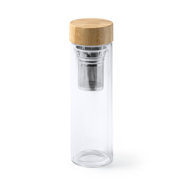 Double wall borosilicate glass jar with bamboo lid