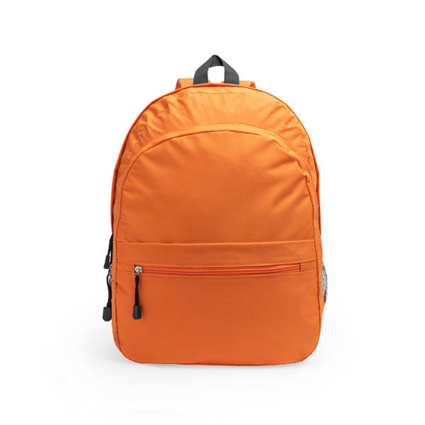 600D polyester backpack with two main compartments and front pocket