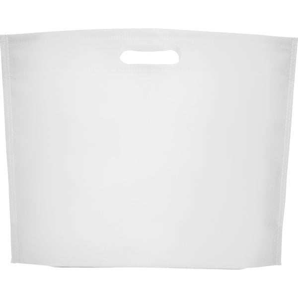 Saco termosselado com reforço na base, confeccionado em tecido não tecido com alça recortada