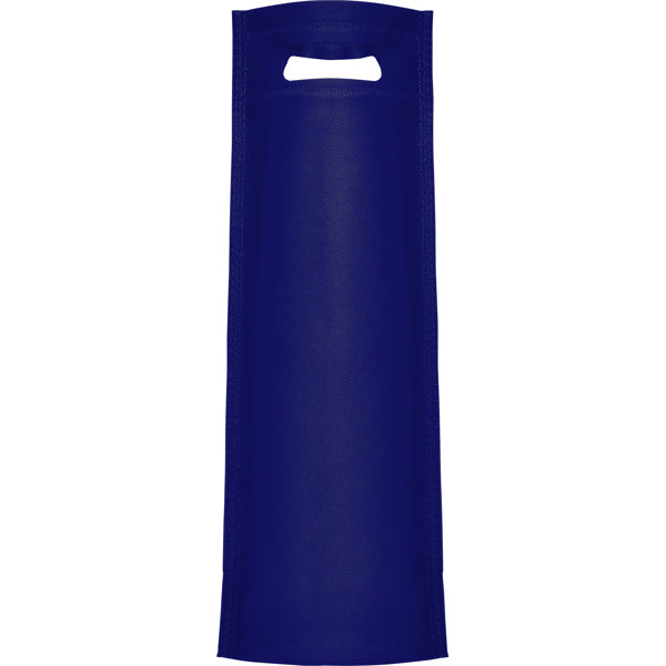 Heat-sealed bag for bottles with reinforced base and cut-out handle, made of non-woven fabric