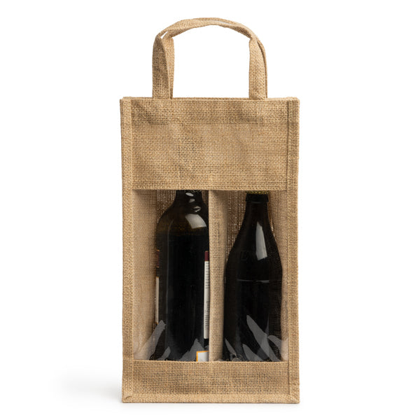 Bolsa de juta laminada com janela e compartimento duplo