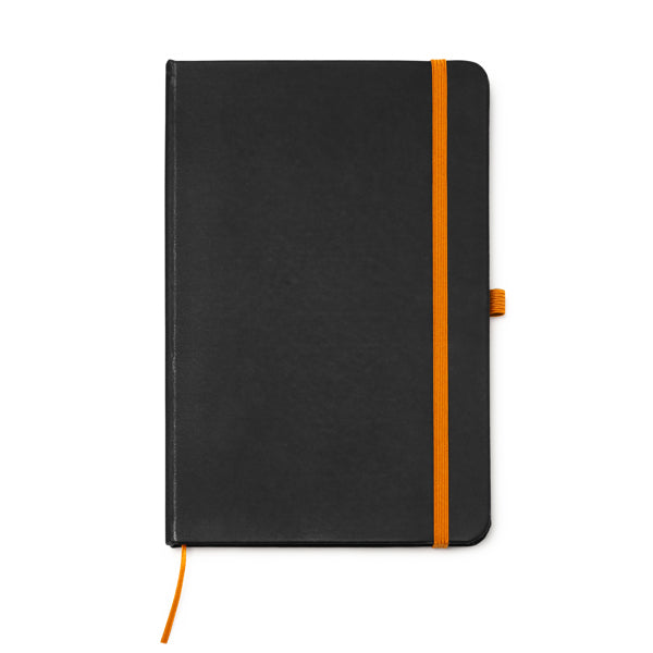 A5 notebook with black PU hard cover
