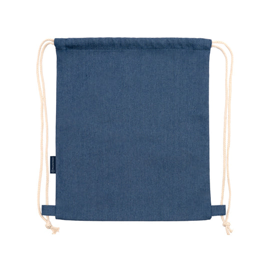 Mochila com cordão em ganga reciclada e cordões de algodão de 8 mm