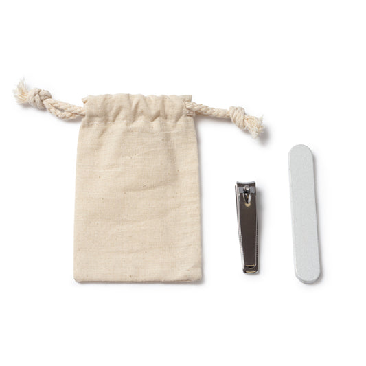 Kit de manicure em bolsa de algodão com cordão