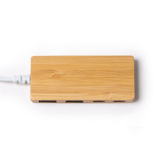 Porta hub USB em bambu