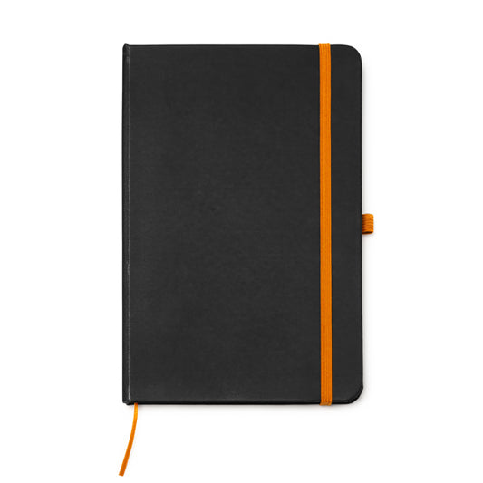 A5 notebook with black PU hard cover