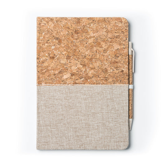 Caderno A5 com capa dura em cortiça e algodão